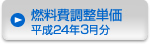 燃料費調整単価　平成24年３月分
