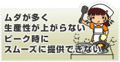 ムダが多く生産性があがらない。ピーク時にスムーズに提供できない。