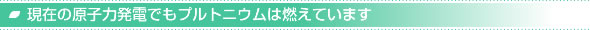 現在の原子力発電でもプルトニウムは燃えています