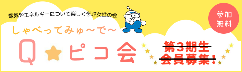 電気やエネルギーについて楽しく学ぶ女性の会　しゃべってみゅーでーQピコ会　第３期生、参加無料