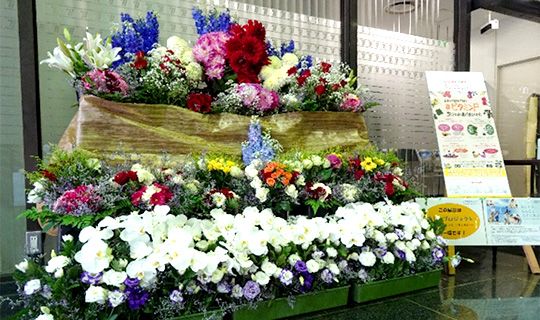 福岡にて生花の装飾展示を実施の写真