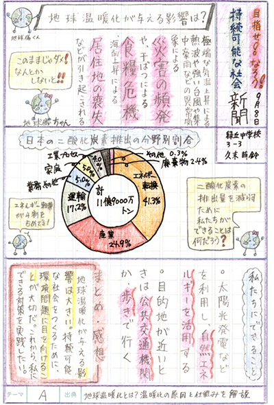 北九州市立緑丘中学校3年 久末 萌鈴さん