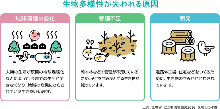 生物多様性が失われる原因