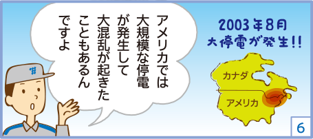 ６．アメリカでは大規模な停電が発生して大混乱が起きたこともあるんですよ　2003年８月大停電が発生!!
