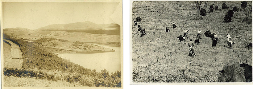 約100年前の大分県由布市山下湖周辺の様子の写真