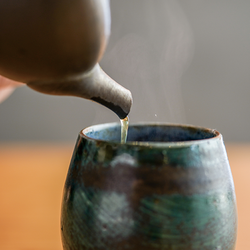 高温で淹れる様子