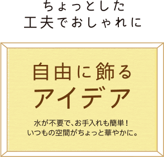 ちょっとした工夫でおしゃれに 自由に飾るアイデア 水が不要で、お手入れも簡単！いつもの空間がちょっと華やかに。