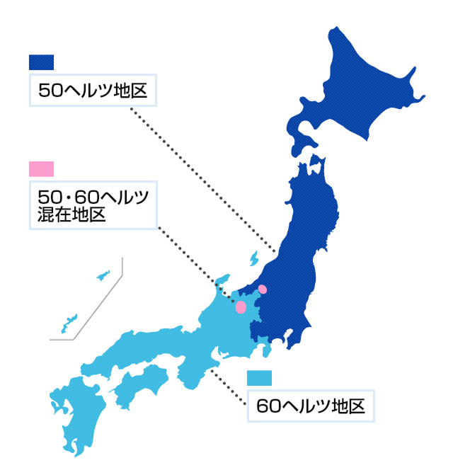 周波数の異なる地域