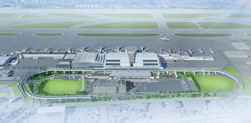 福岡空港 国際線地区将来イメージ出所:梓設計・HOK・西日本技術開発 共同企業体