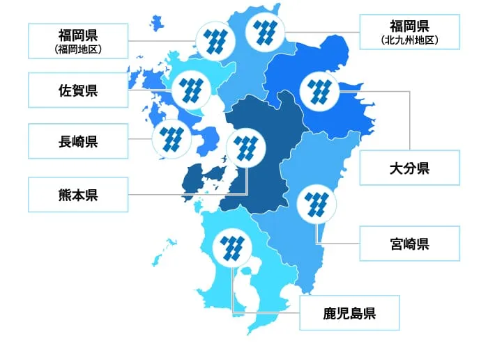 福岡県（福岡地区） 福岡県（北九州地区） 佐賀県 長崎県 大分県 熊本県 宮崎県 鹿児島県