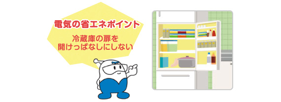 電気の省エネポイント「冷蔵庫の扉を開けっぱなしにしない」