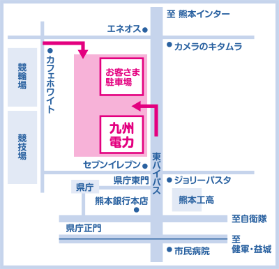 九州電力熊本支社への地図