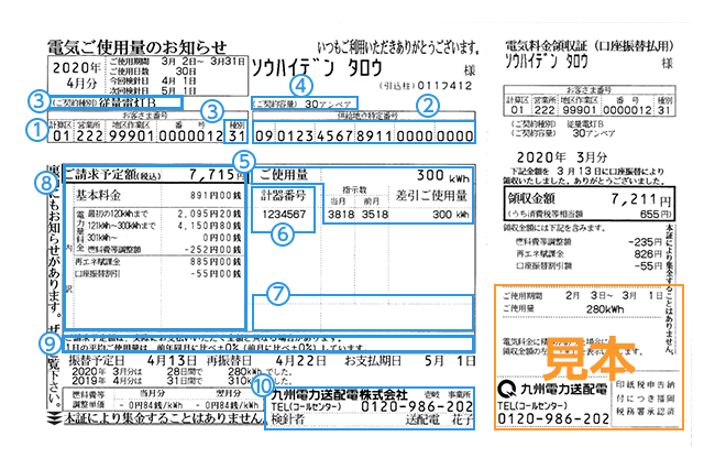 電気ご使用量のお知らせの見本画像