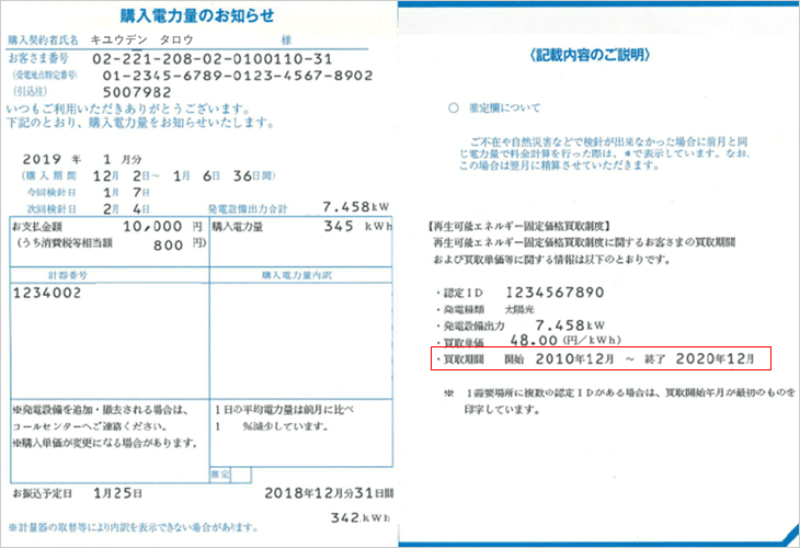 ハガキ：購入電力量のお知らせのイメージ