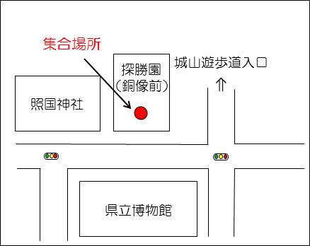 照国神社隣　探勝園銅像前の地図