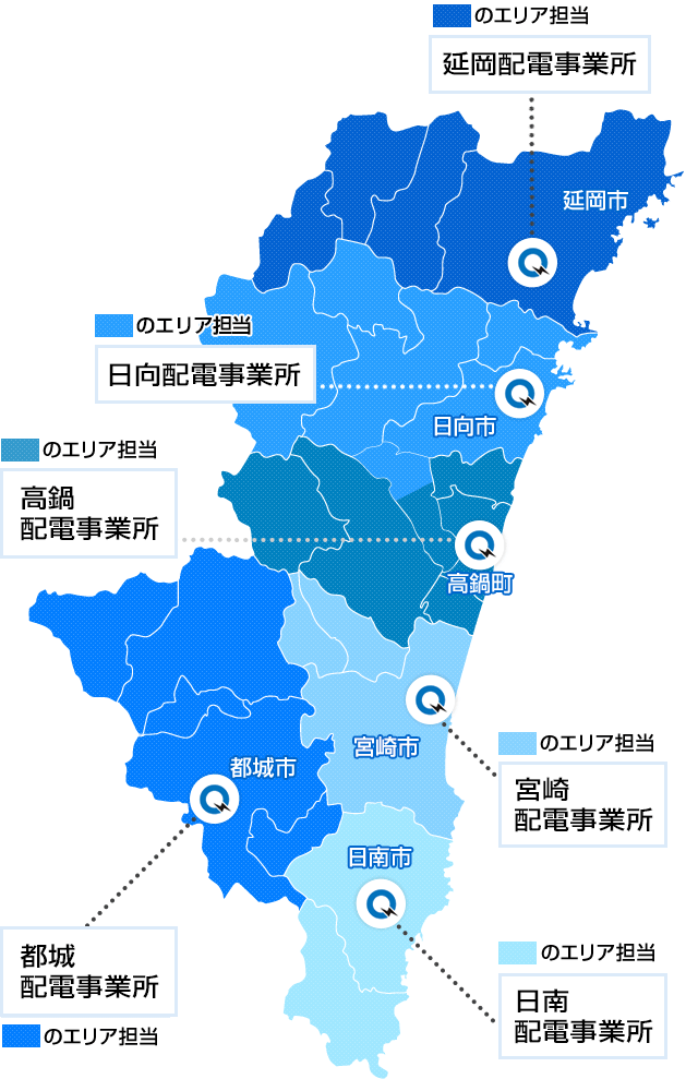 宮崎県の地図