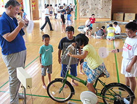 自転車発電の写真