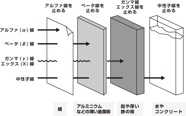 放射線の種類と透過力