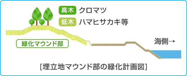 埋立地マウンド部の緑化計画図