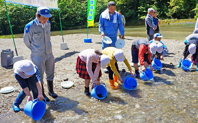 耳川流域の子供たちと一緒に稚魚を放流しました！のイメージ