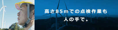 高さ85メートルでの点検作業も人の手で。