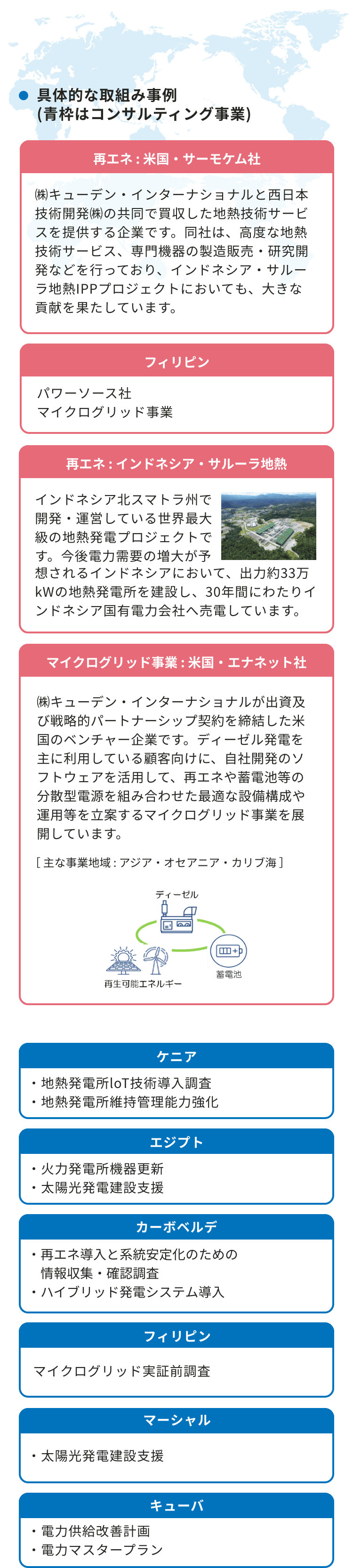 具体的な取組み事例(青枠はコンサルティング事業)