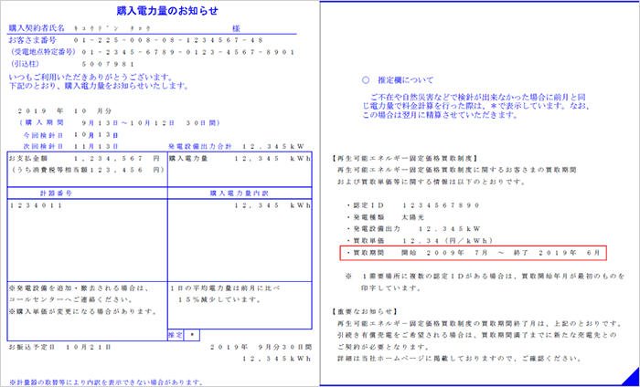 ハガキ：購入電力量のお知らせのイメージ