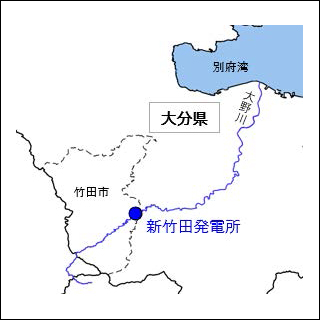 新竹田発電所の位置図