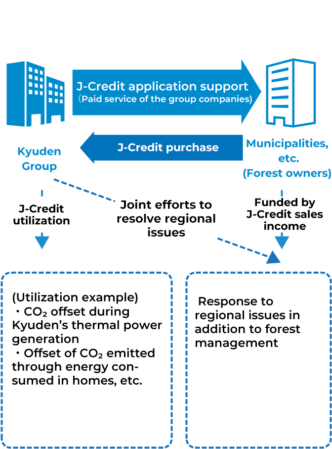J-Credit creation/utilization project using forest resources