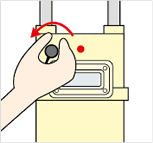 （２）復帰ボタンのキャップを手で左に回す。