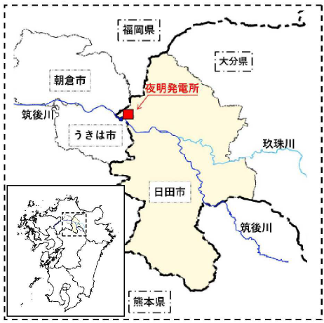 夜明発電所の位置図