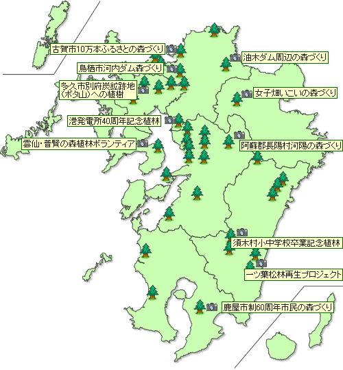 2001年度植林実績位置図