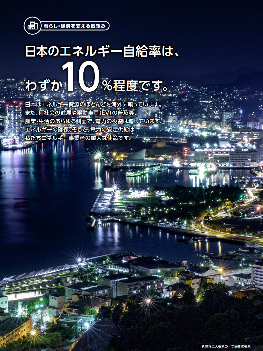 日本のエネルギー自給率は、わずか10％程度です。