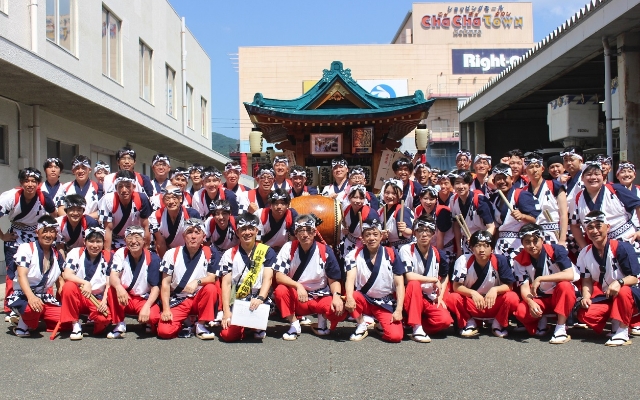 小倉祇園太鼓に参加のようす