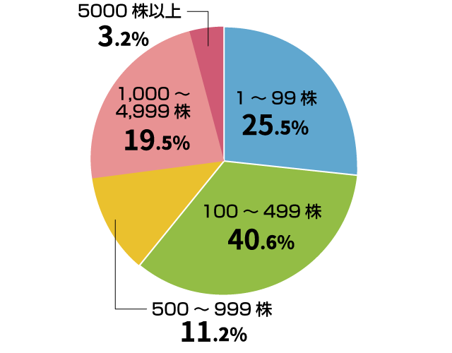 所有株式数別株主分布の円グラフ